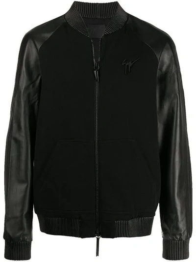 Giuseppe Zanotti Mixed Fabric Biker Jacket - 黑色 In Black