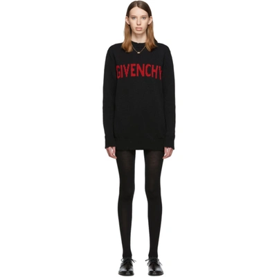 Givenchy Logo Intarsia Cotton Sweater In Black