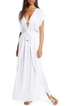 Elan Wrap Maxi Cover-up Dress In White