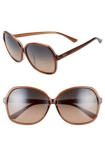 Maui Jim Taro 59mm Polarizedplus2® Round Sunglasses In Caramel W/ Pink/ Hcl Bronze