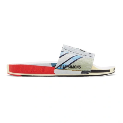 Raf Simons Adidas Originals Adilette Printed Textured-rubber Slides In White