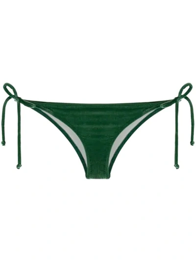 Solid & Striped Velvet Brazilian Bikini Bottom In Green