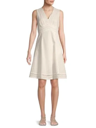 Calvin Klein Mini Eyelet Fit-and-flare Dress In White