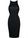 Alice And Olivia Delora Spaghetti Strap Fitted Dress In Black