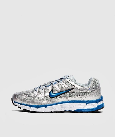 Nike P-6000 Leather, Mesh And Rubber Sneakers In Silver/blue