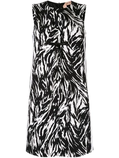 N°21 Zebra-print Sleeveless Short Shift Dress In Zebra White