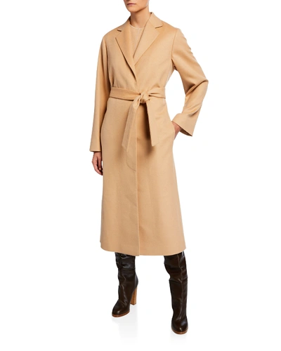 Agnona Cashmere Wrap Robe Coat In Camel