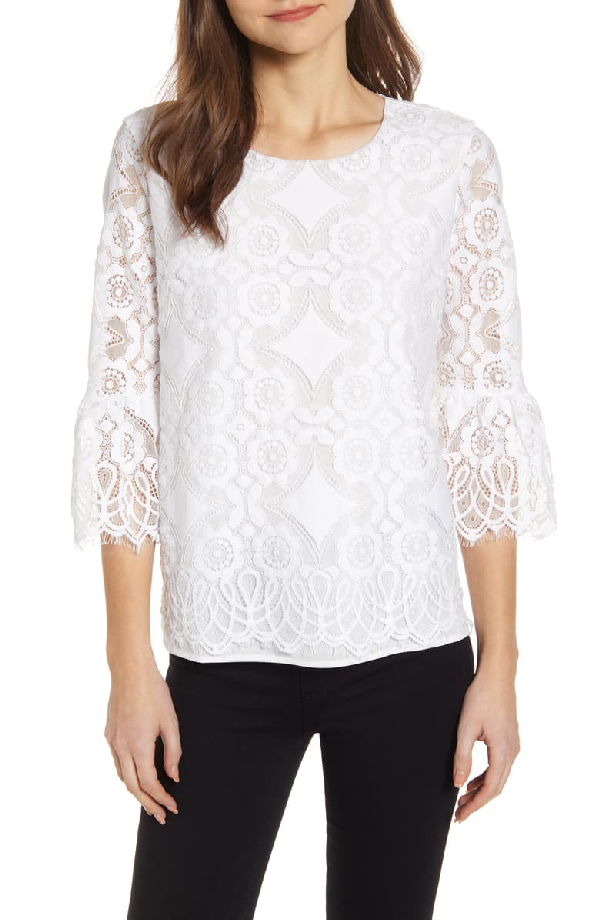 Karl Lagerfeld Lace Blouse In Soft White | ModeSens