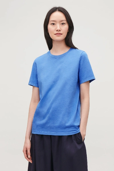 Cos Cotton Jersey T-shirt In Blue