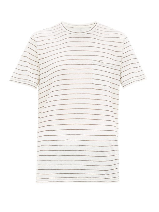 Rag & Bone Owen Striped Slubbed-linen T-shirt In Ivrydkgry | ModeSens