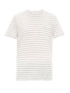 Rag & Bone Owen Striped Slubbed-linen T-shirt In Ivory Dark Grey