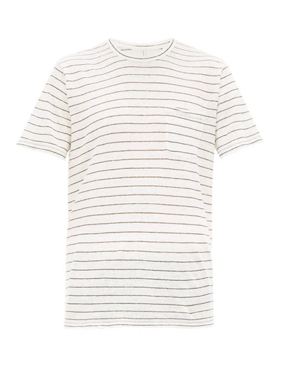Rag & Bone Owen Striped Slubbed-linen T-shirt In Ivory Dark Grey