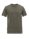 Rag & Bone Owen Jacquard-striped Linen T-shirt In Grey Ivory