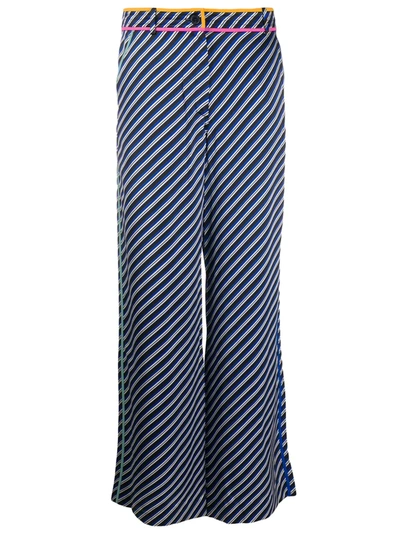 Tory Burch Contrast Binding Printed Pajama Pants In Blue