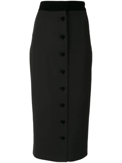 George Keburia High-rise Velvet Buttons Skirt In Black