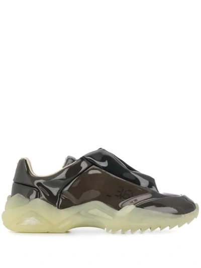 Maison Margiela Men's New Future Laminated Low-top Sneakers In Grey