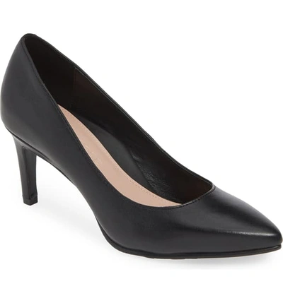 Taryn Rose Collection Gabriela Leather Low-heel Point-toe Pumps In Black Leather