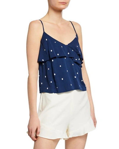 Cupcakes And Cashmere Cruze Polka-dot Cropped Ruffle Camisole