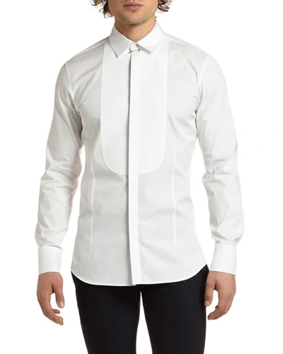 Neil Barrett Men's Tuxedo Shirt With Bib In White