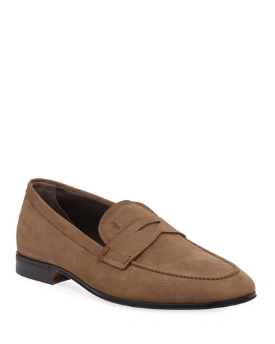 Tod's Men's Slim Mocassino Leather Loafers In Light Brown