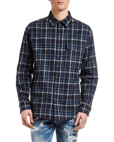 Dsquared2 Men's Plaid Flannel Sport Shirt In Navy