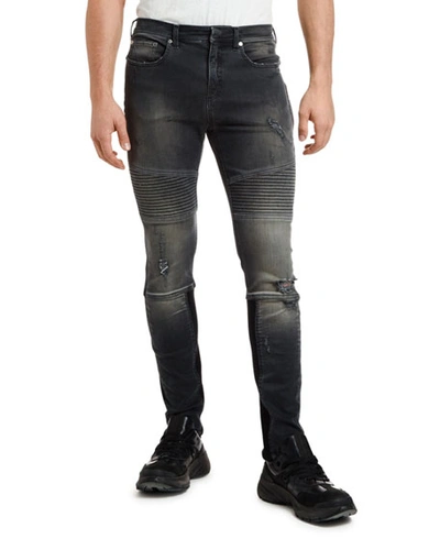 Neil Barrett Men's Skinny Biker Jeans In Charcoal