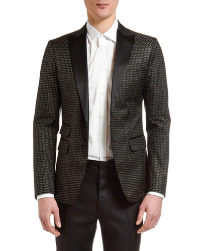 Dsquared2 Men's Textured Silk-blend Evening Jacket In Black