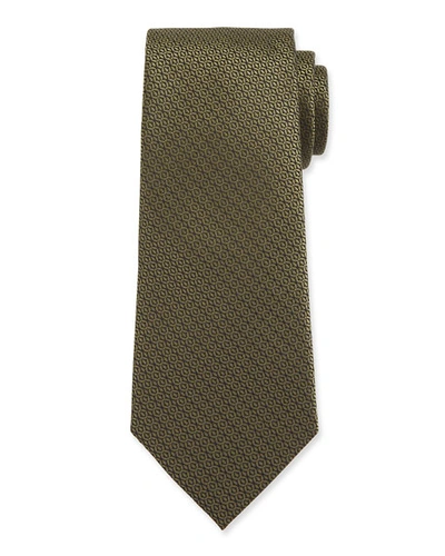 Ermenegildo Zegna Men's Tonal Circles Silk Tie, Green