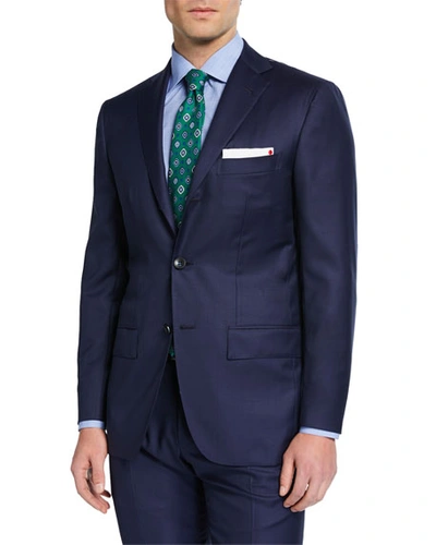 Kiton Men's Solid Sharkskin Wool Two-piece Suit In Navy