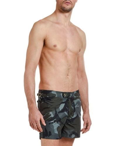 Tom Ford Men's Camo-pattern Swim Trunks In Multi