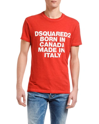 Dsquared2 Men's Logo Typographic T-shirt In Red