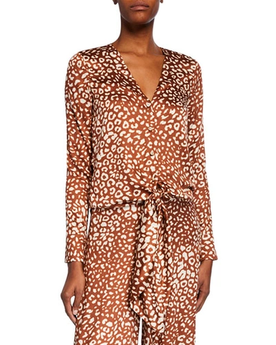 Alexis Neary Leopard-print Tie-front Top