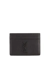 Saint Laurent Men's Tonal Ysl Logo Leather Card Holder In Black