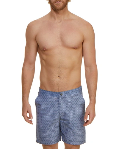 Jachs Ny Men's Medallions Graphic-pattern Swim Trunks