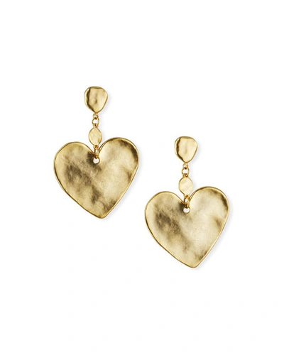 Sequin Hammered Heart-drop Earrings In Gold