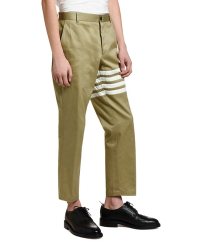 Thom Browne Men's Unconstructed Ankle Chino Trousers In Camel