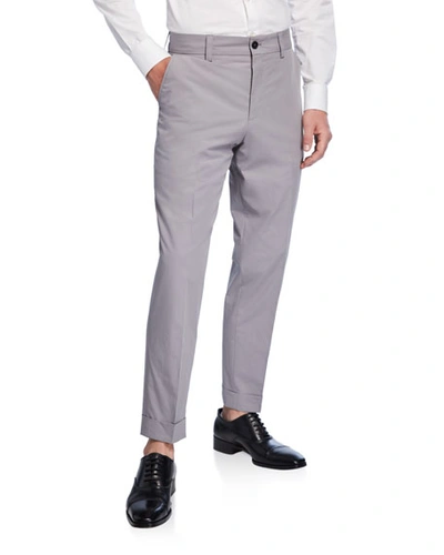 Hugo Boss Men's Cotton Slim-fit Trousers In Gray
