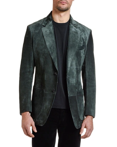 Tom Ford Men's Suede Two-button Jacket In Green