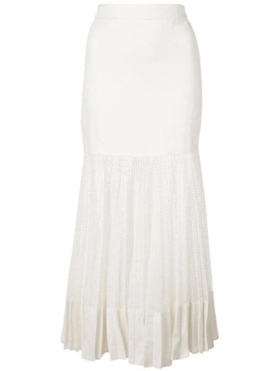 Alexis Bartley Mesh Linen Midi Skirt In White