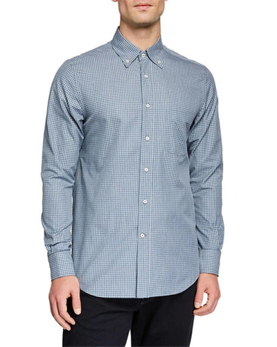 Loro Piana Men's Alfred Check Sport Shirt In Blue Pattern