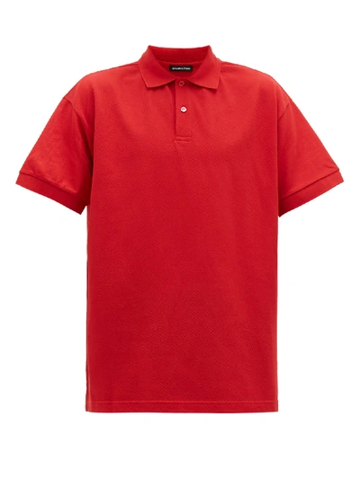 Balenciaga Men's Logo-embroidered Pique; Polo Shirt In Red