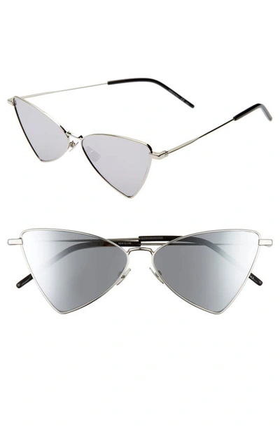 Saint Laurent Mirrored Metal Cat-eye Sunglasses In Silver