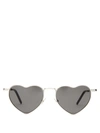 Saint Laurent Loulou Heart-shaped Silver-tone Sunglasses In Silver/gray Solid