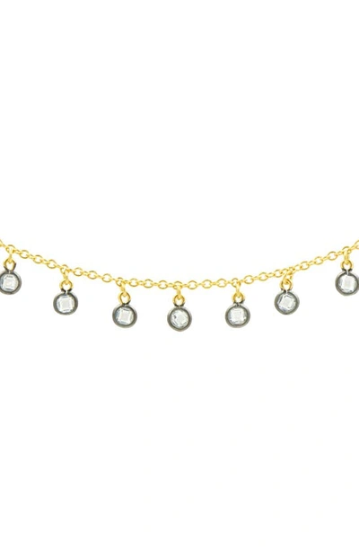 Freida Rothman Bezel Charm Necklace In 14k Gold-plated & Rhodium-plated Sterling Silver, 14 In Gold/ Black