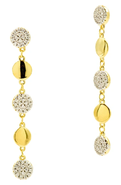 Freida Rothman Radiance Linear Drop Earrings In 14k Gold-plated & Rhodium-plated Sterling Silver In Silver/gold