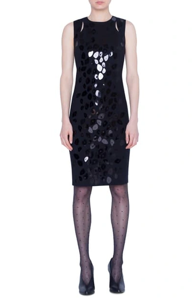 Akris Punto Leo Paillettes Sleeveless Sheath Dress In Black