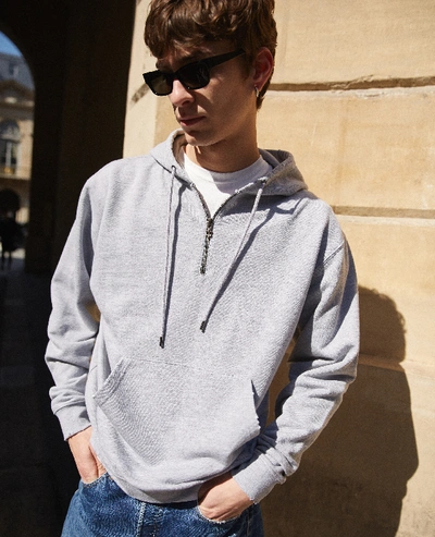 The Kooples Half-zipped Grey Hoodie In Light Cotton