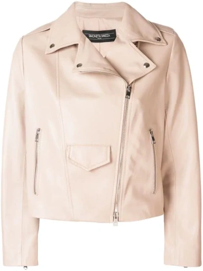 Simonetta Ravizza Cropped Biker Jacket In Neutrals