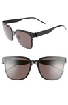 Saint Laurent 56mm Sunglasses - Semi Matte Black/ Gold Logo In Semi Matte Black/ Black Logo