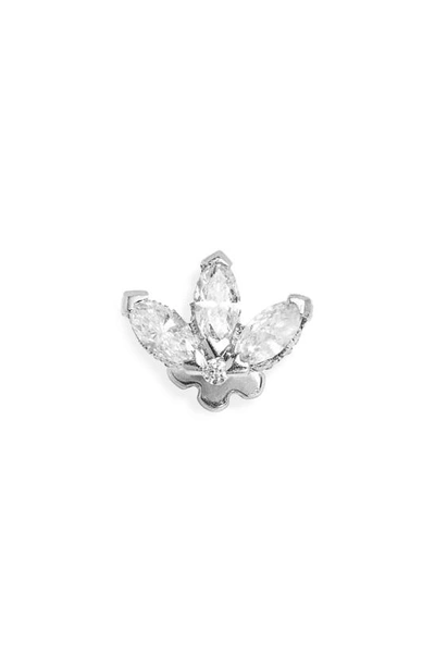 Maria Tash Engraved Diamond Lotus Stud Earring In White Gold